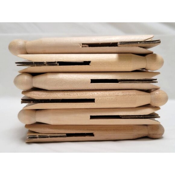 Lot of 83 Round Natural Unfinished Wood 4.5" Traditional Clothes 3.75" Doll Pins - Picture 3 of 9